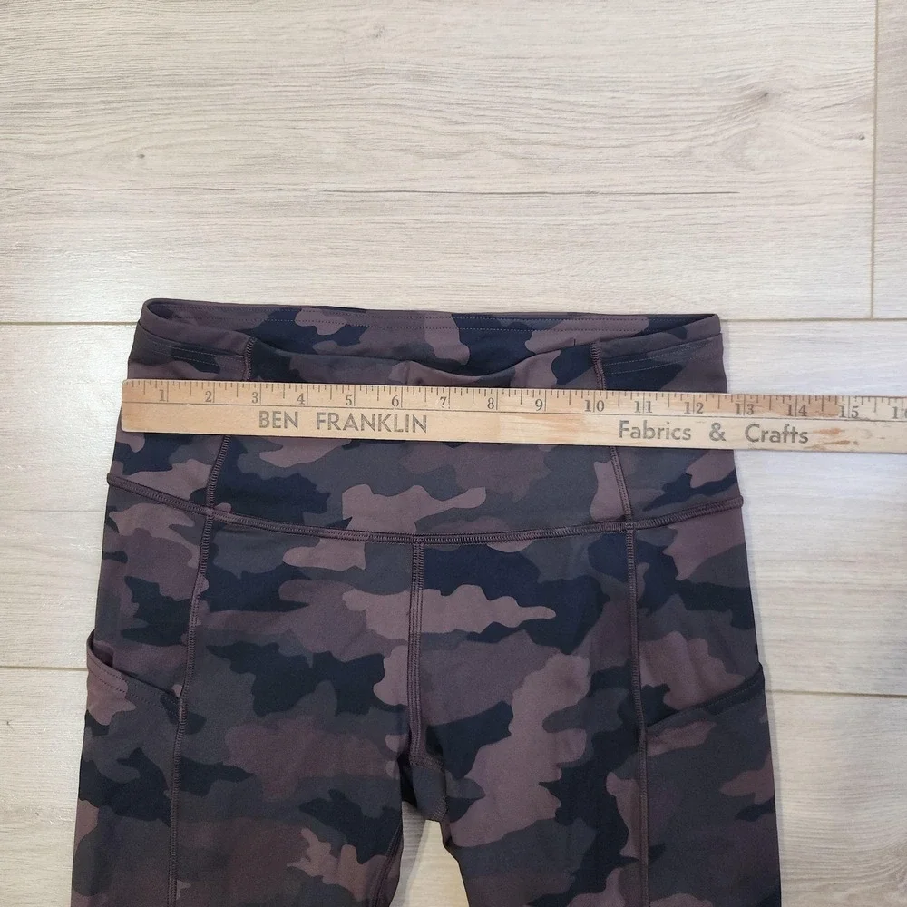 Lululemon Fast Free Leggings Womens 6 Brown Camo High Rise Ankle Yoga Gym